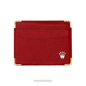 🔴 Rolex Card Holder Wallet - Red Leather